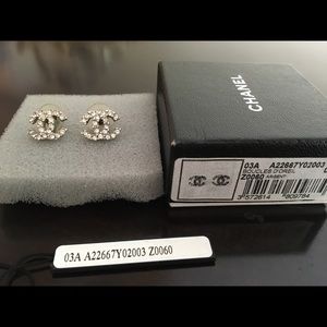 100% Authentic CHANEL Logo CC Stud Earrings.